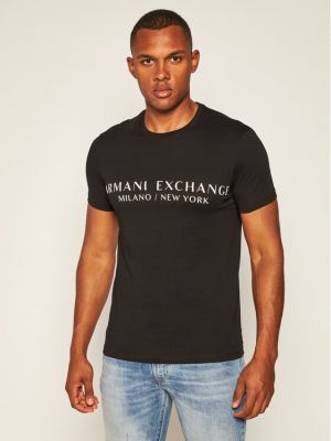 Marškinėliai slim fit Armani Exchange juoda