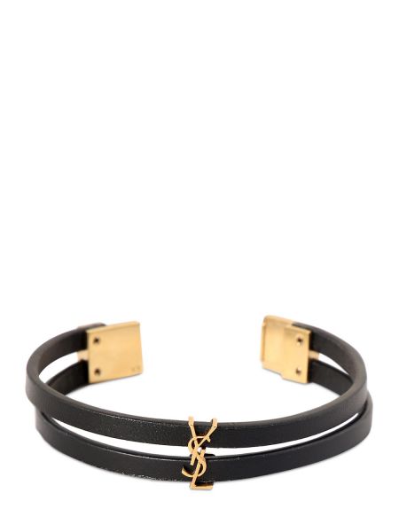 Leder armband Saint Laurent schwarz