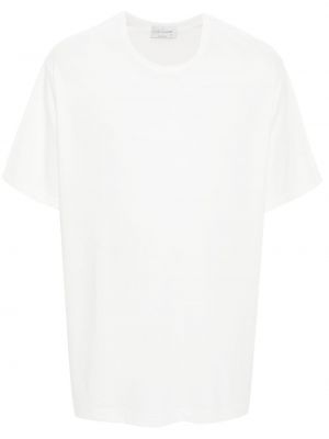 Tricou din bumbac cu decolteu rotund Yohji Yamamoto alb