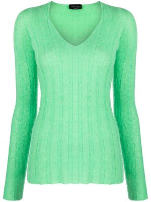 Vlněný svetr s výstřihem do v Roberto Collina zelený