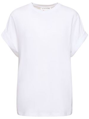 Voľné bavlnené priliehavé tričko Victoria Beckham biela