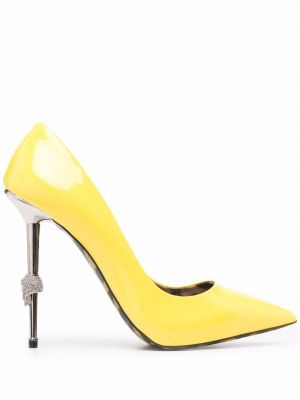Ниски обувки с ток с висок ток Philipp Plein жълто