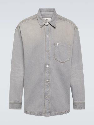 Camicia jeans di cotone Ami Paris grigio