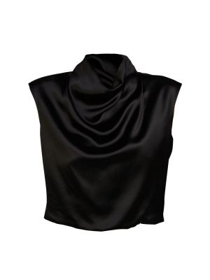 От вискоза сатенена блуза Saint Laurent черно