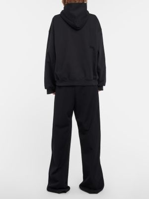 Kokvilnas kapučdžemperis ar rāvējslēdzēju džersija Balenciaga melns