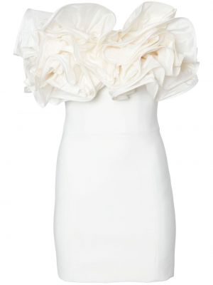 Sukienka koktajlowa z falbankami Carolina Herrera biała
