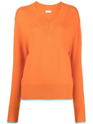 Sweter wełniany z dekoltem w serek Rosetta Getty pomarańczowy