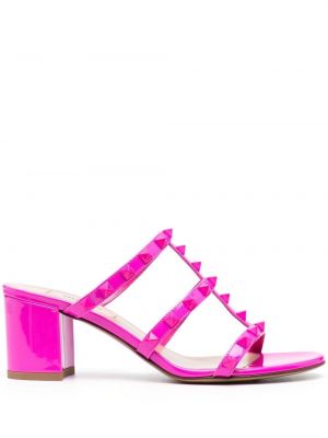 Papuci tip mules din piele Valentino Garavani roz