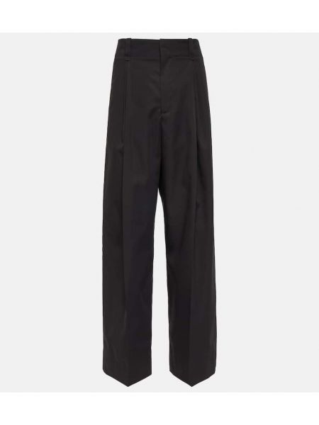 Pantalones de seda de algodón bootcut Bottega Veneta negro