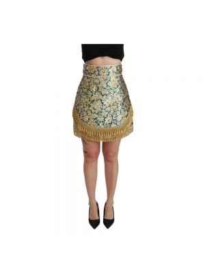 Haftowana mini spódniczka z frędzli Dolce And Gabbana
