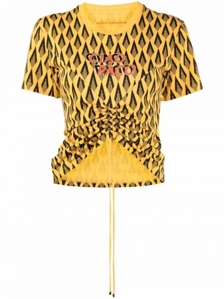 Camiseta con estampado con estampado geométrico Paco Rabanne amarillo