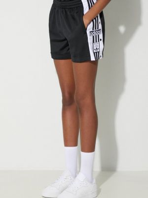 Pantaloni scurți cu talie înaltă cu aplicații cu talie înaltă Adidas Originals negru