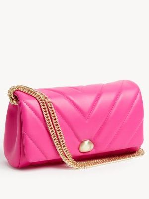 Womens M&S Collection Quilted Chain Strap Shoulder Bag - ,  M&s Collection - Różowy