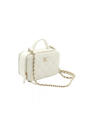 Bolsa de hombro de cuero Chanel Vintage blanco