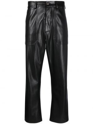 Δερμάτινο παντελόνι με ίσιο πόδι Nanushka μαύρο