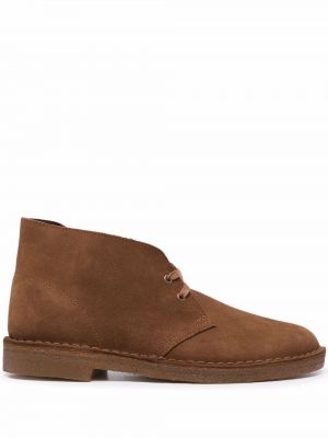 Blonder semsket skinn snøring høye flate støvler Clarks Originals brun