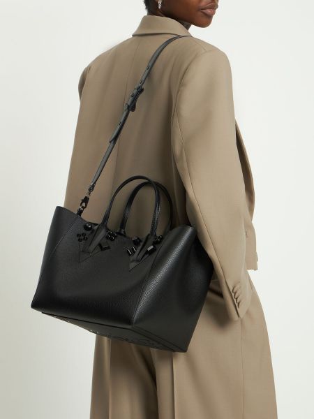 Usnjena usnjena nakupovalna torba Christian Louboutin črna