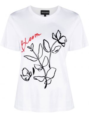 T-shirt med mönster i blommigt Emporio Armani vit