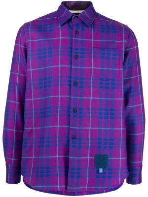 Pérová kockovaná košeľa Fumito Ganryu fialová