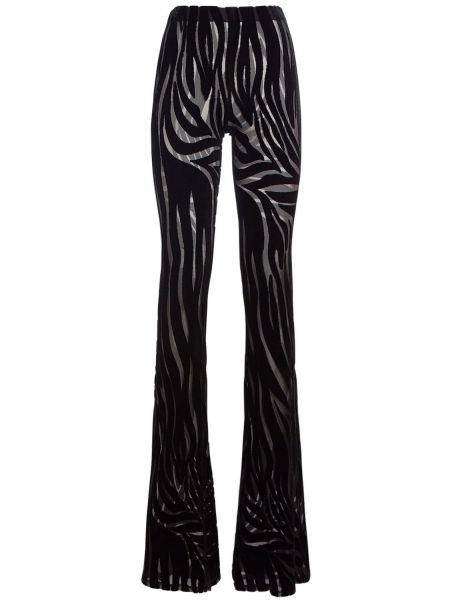 Žakárové džerzej nohavice s potlačou Versace čierna