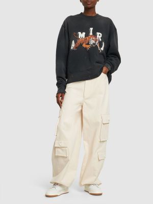 Jersey sweatshirt aus baumwoll mit tiger streifen Amiri schwarz