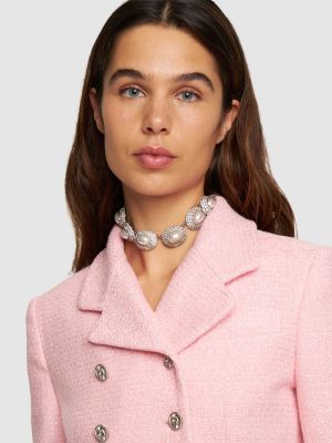 Křišťálový náhrdelník s perlami Alessandra Rich stříbrný