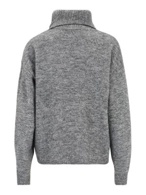 Меланжов пуловер Object Tall сиво