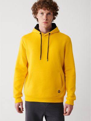 Pamučna hoodie s kapuljačom od flisa Avva žuta