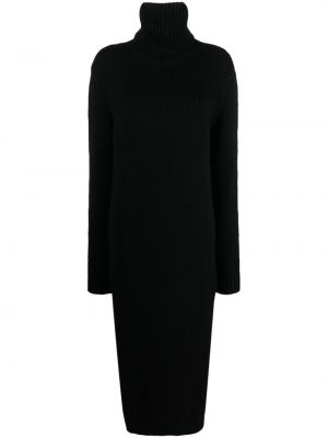 Vlnené dlouhé šaty Saint Laurent čierna