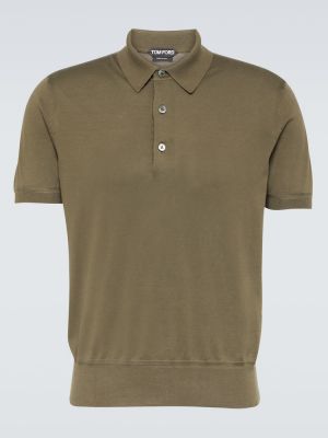 Medvilninis polo marškinėliai Tom Ford žalia