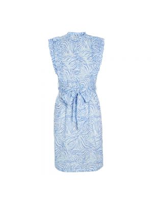 Sukienka mini z falbankami w zebrę Dea Kudibal niebieska