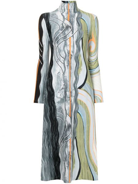 Midi šaty s potiskem s dlouhými rukávy Mame Kurogouchi