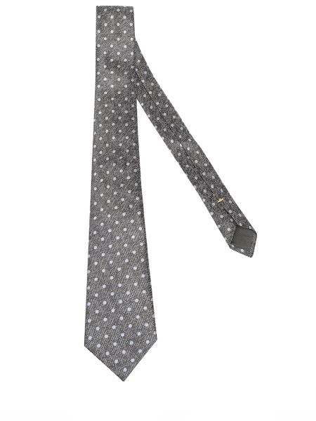 Шелковый галстук в горошек Canali серый