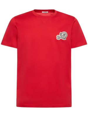 Koszulka bawełniana z dżerseju Moncler czerwona