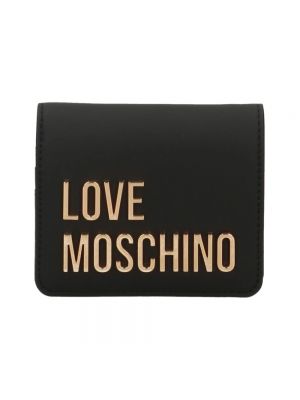 Portfel skórzany ze skóry ekologicznej Love Moschino czarny
