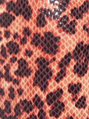 Leopardí rovné kalhoty s potiskem Stand Studio hnědé