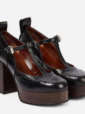 Pantofi cu toc din piele cu platformă See By Chloã© negru