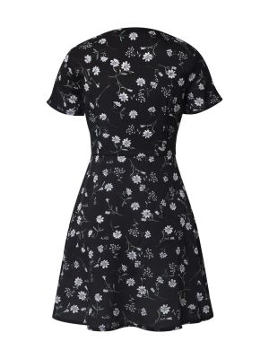 Obleka z gumbi s cvetličnim vzorcem Missguided črna