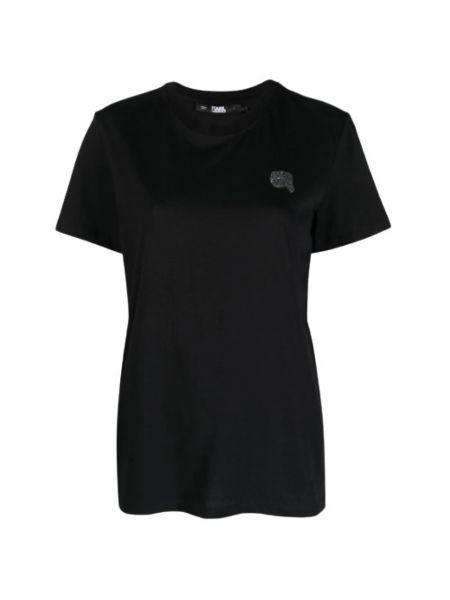 Koszulka skórzana Karl Lagerfeld czarna
