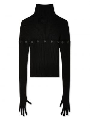 Merinowolle woll pullover mit geknöpfter Jean Paul Gaultier schwarz