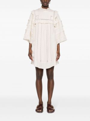 Krajkové midi šaty Isabel Marant béžové
