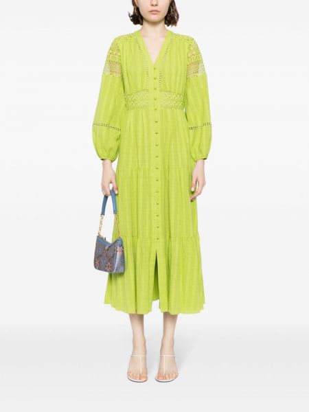 Kokvilnas midi kleita Dvf Diane Von Furstenberg zaļš