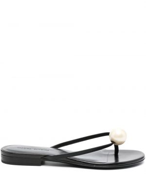 Kožené sandále s perlami Magda Butrym čierna