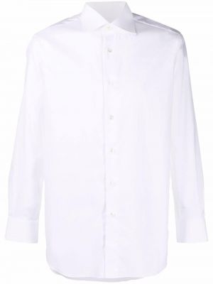Péřová přiléhavá košile s knoflíky Brioni bílá