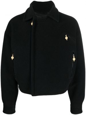 Volnena jakna Versace Pre-owned črna