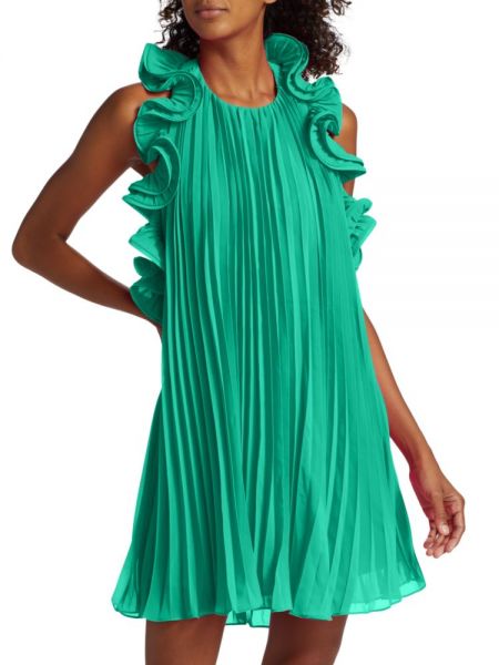Плиссированное платье мини Amur зеленое