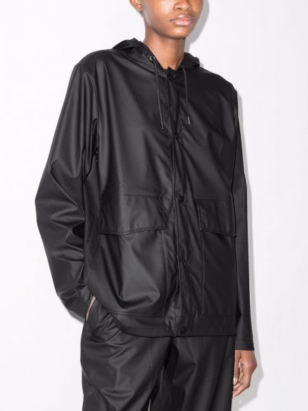 Krátký kabát s kapucí Rains černý