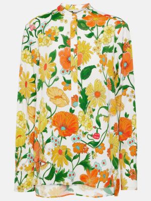 Midi haljina s cvjetnim printom Stella Mccartney narančasta