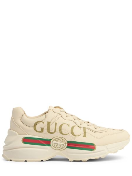 Læder sneakers Gucci Rhyton hvid