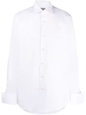Памучна риза Canali бяло